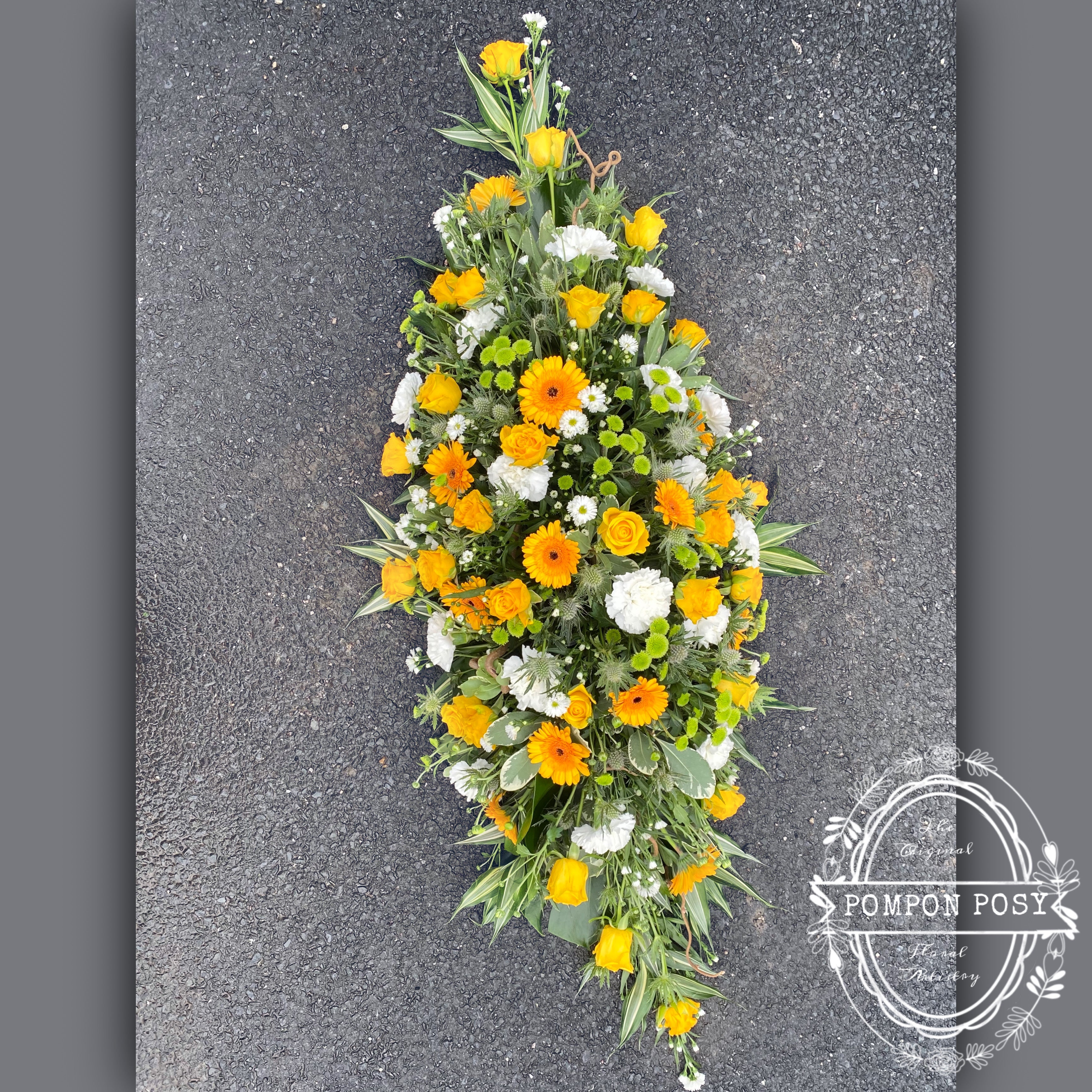 Pompon Posy Casket Spray