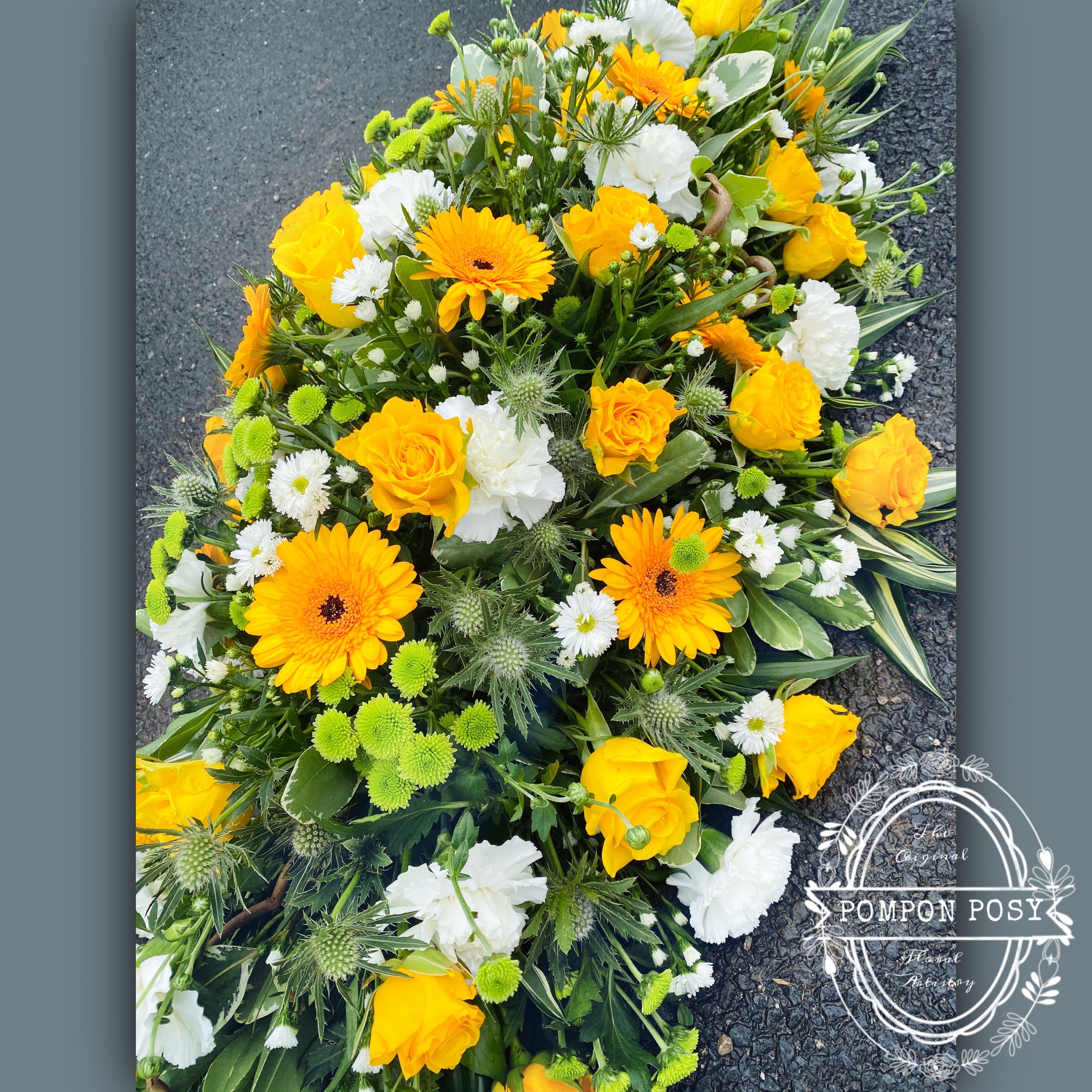 Pompon Posy Casket Spray