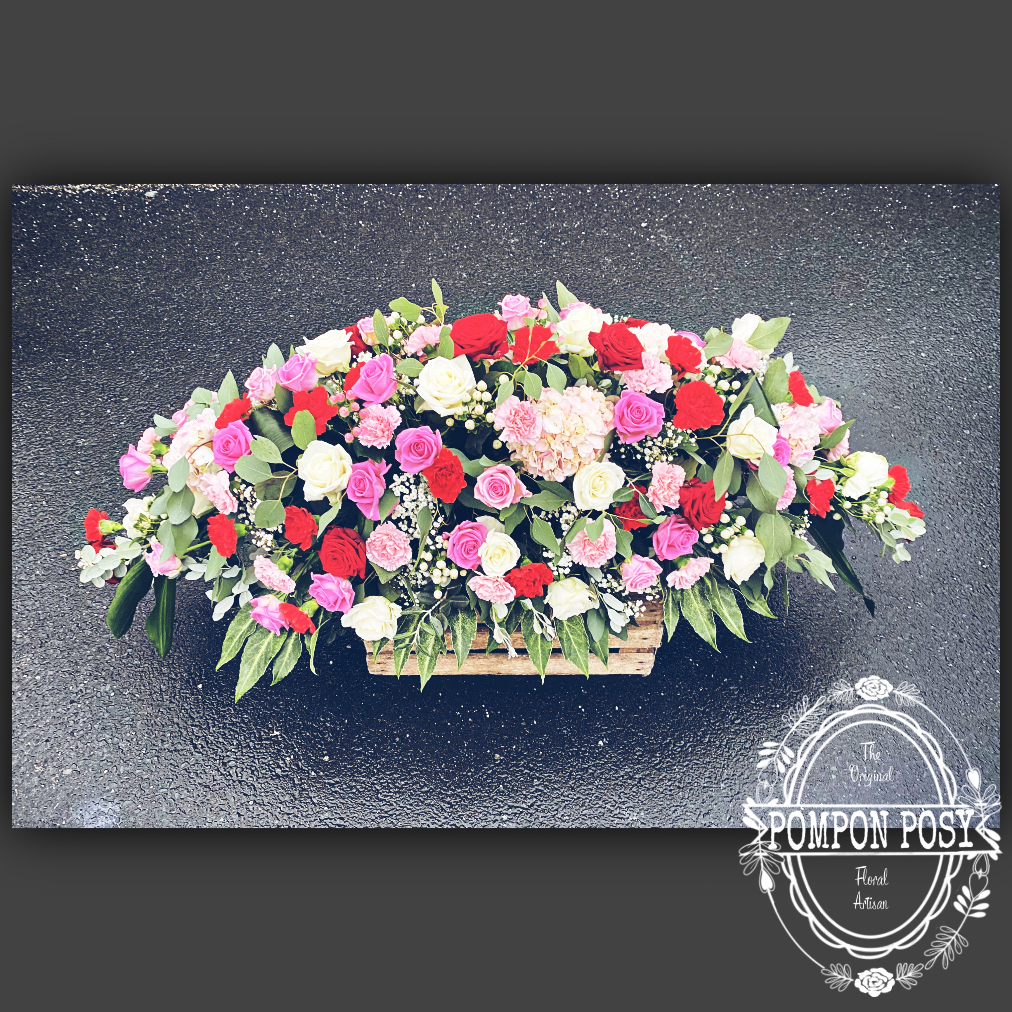 Pompon Posy Casket Spray
